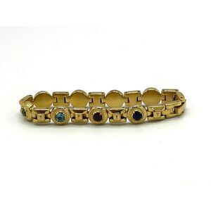 Jules Jurgenson Gold Multicolored Genuine Gemstones Link Bracelet